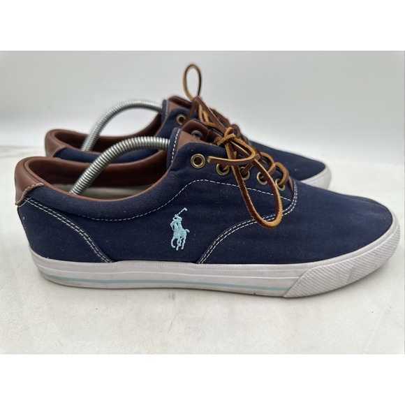 Polo Ralph Lauren Sneakers Men's 12D Vaughn NAVY Baby Blue Pony - Picture 4 of 9